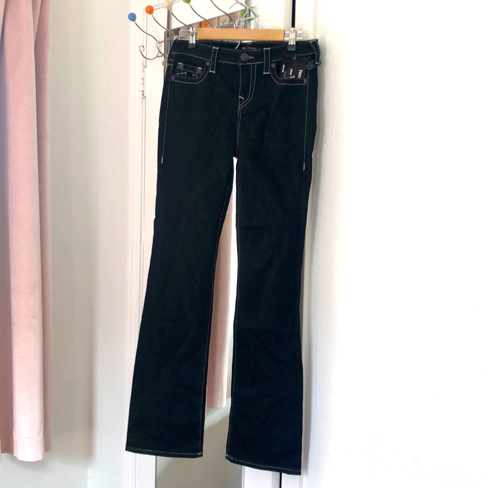True Religion Black Mid Rise Boot Cut Jeans